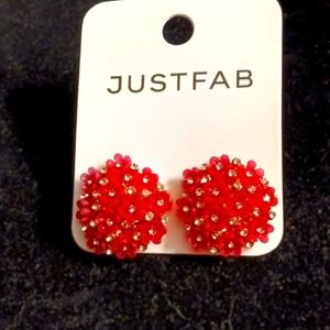 Red and gold studded earrings